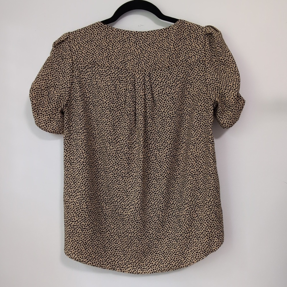 Jones New York Animal Print Puff Sleeve V-Neck Blouse XS - Picture 10 of 15